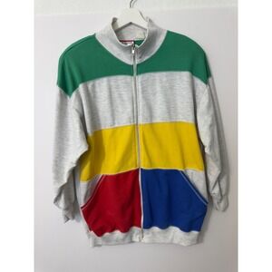 Vintage C.A. Sport Colorblock Zip Sweatshirt Mens XL 80s Streetwear Colorblock‎